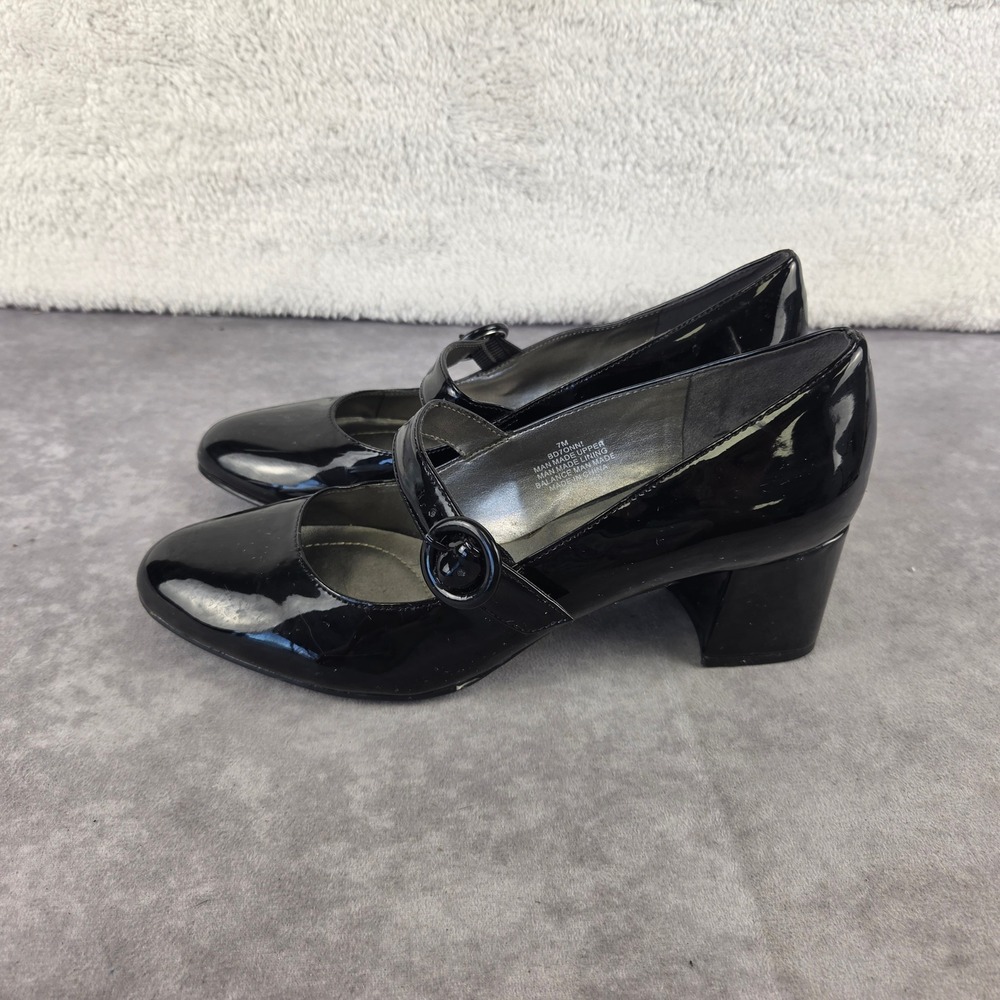 Bandolino Tonni Black Patent Mary Jane Block Heel Pumps BD7ONNI Size 7M